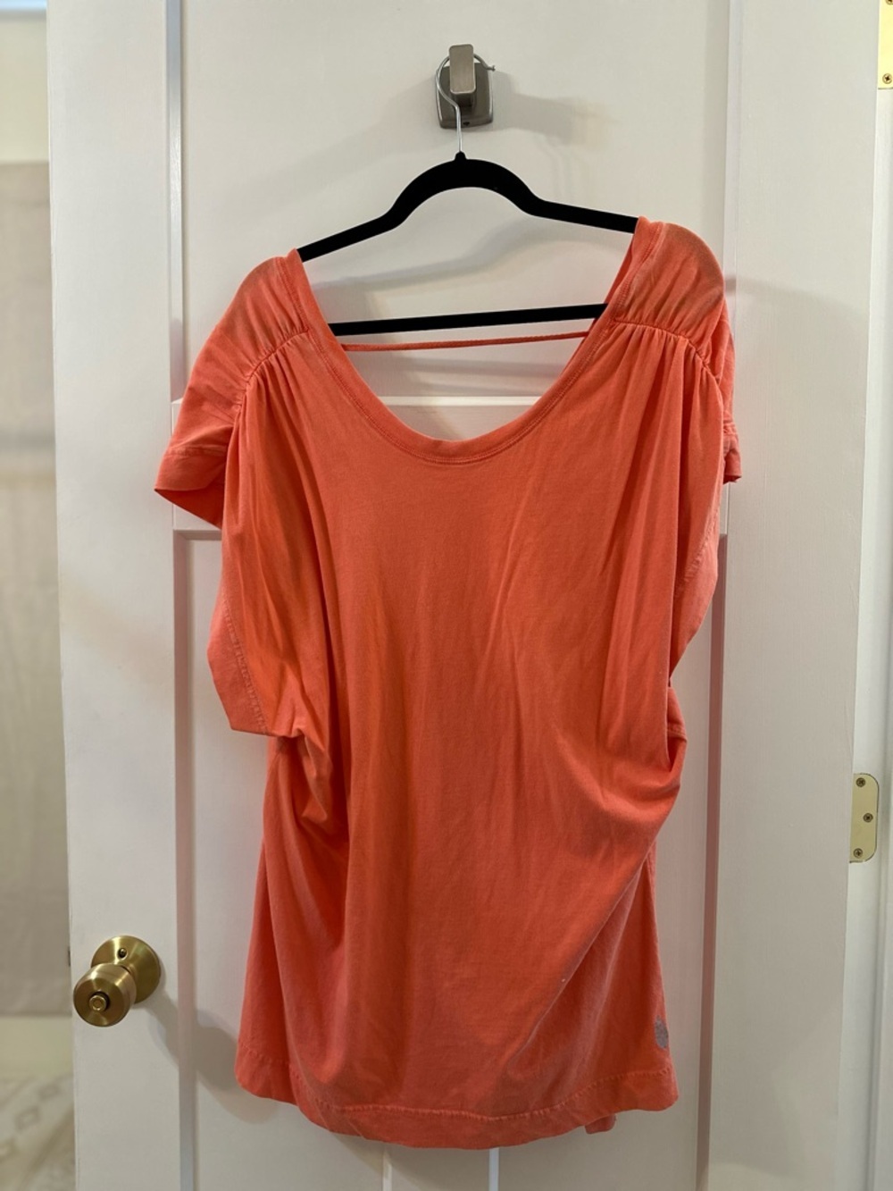Brand new free peopl Women's Scoop Neck Short Sleeve Top - Coral - Picture 2 of 4